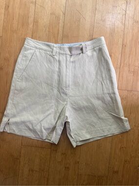 Tommy Hilfiger Women's High-Waist Linen Silk Shorts - Light Cream